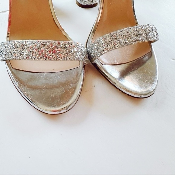 Giuseppe Zanotti Tara Block-Heel Glitter Sandals in Silver - Picture 8 of 15